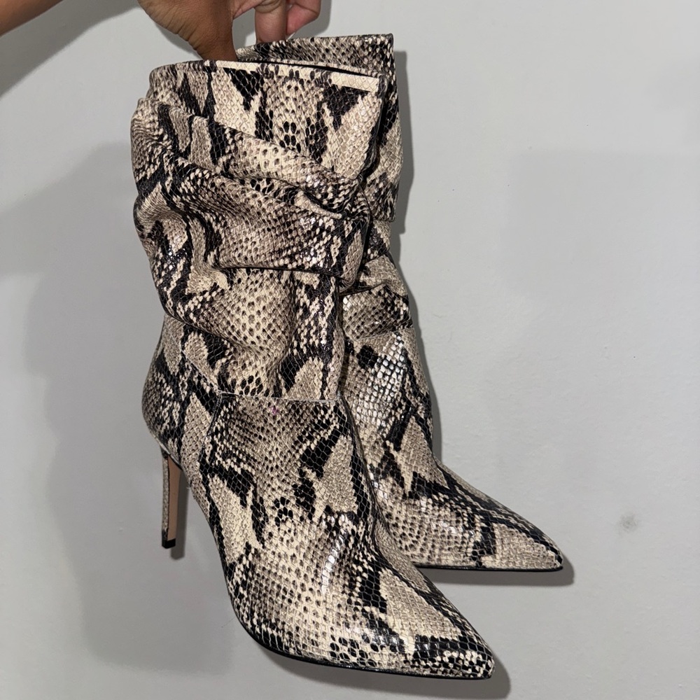 SCHUTZ Snakeskin Pattern Heeled Boots